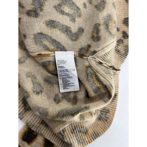 H&M Sweater Top S Leopard Print Tunic Rib Knit Zip Back Long Sleeve Wool Blend - Picture 6 of 7